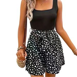 Animal Print Sleeveless Romper | Medium (6) | black/white